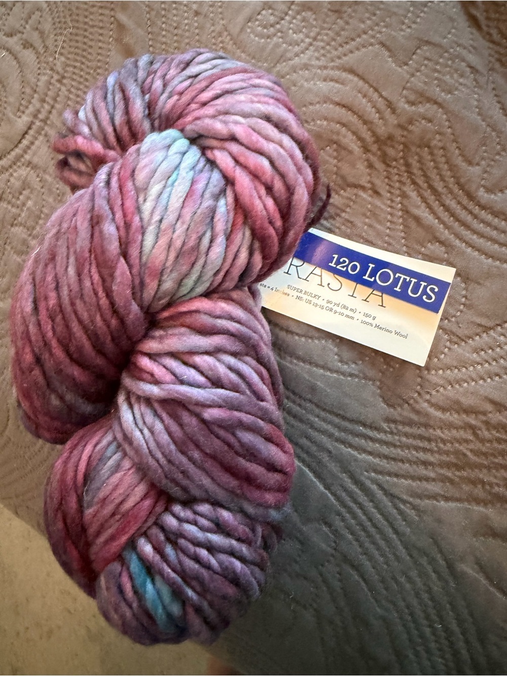 Malabrigo Rasta 120 Lotus Hand-Dyed Bulky Yarn in Pink Purple Blend